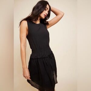 Nation LTD Womens Lexi Combo Black Mini Dress Size Small Tiered Ruffle Casual